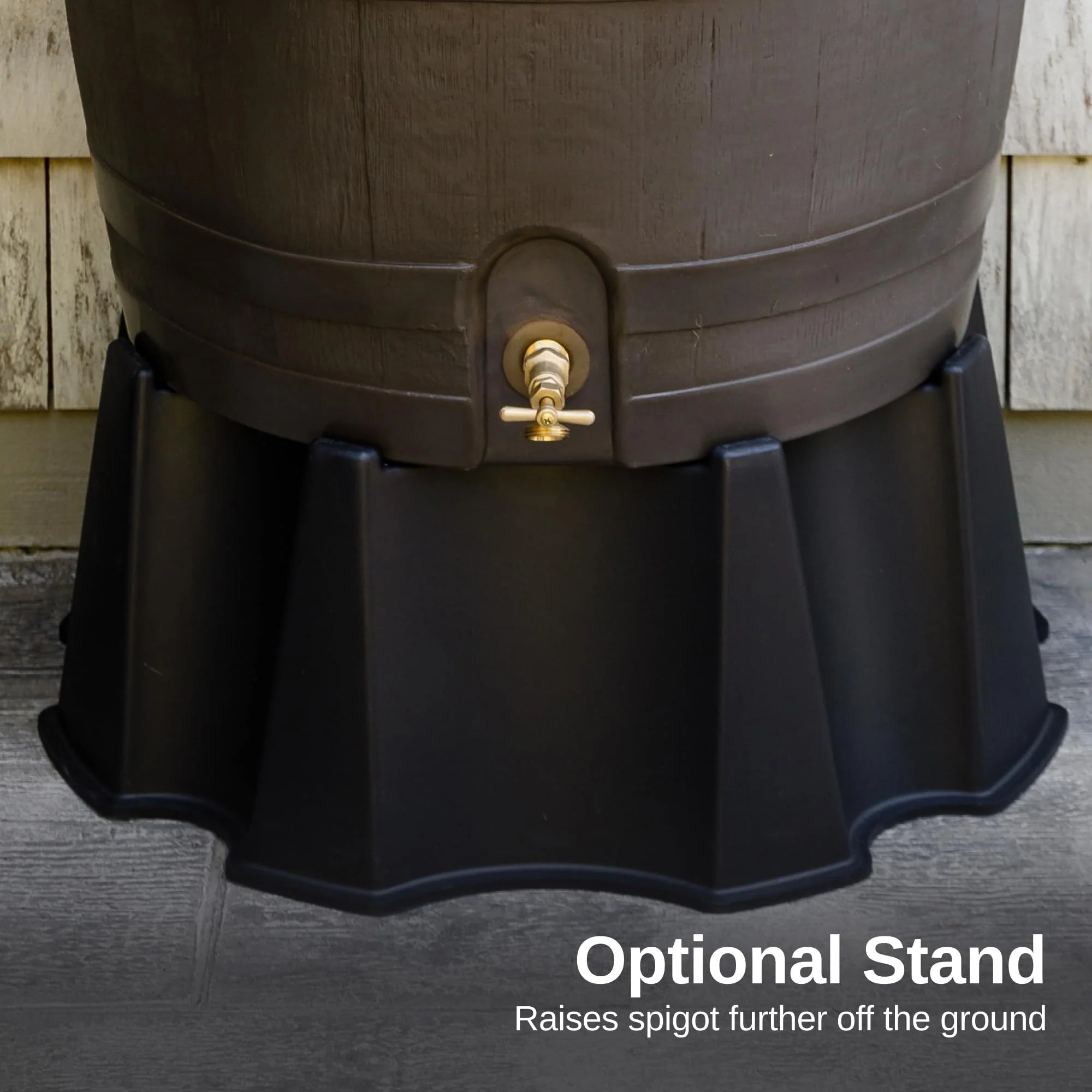 RTS HOME ACCENTS 50-Gallon Rain Barrel with Brass Spigot - Walnut