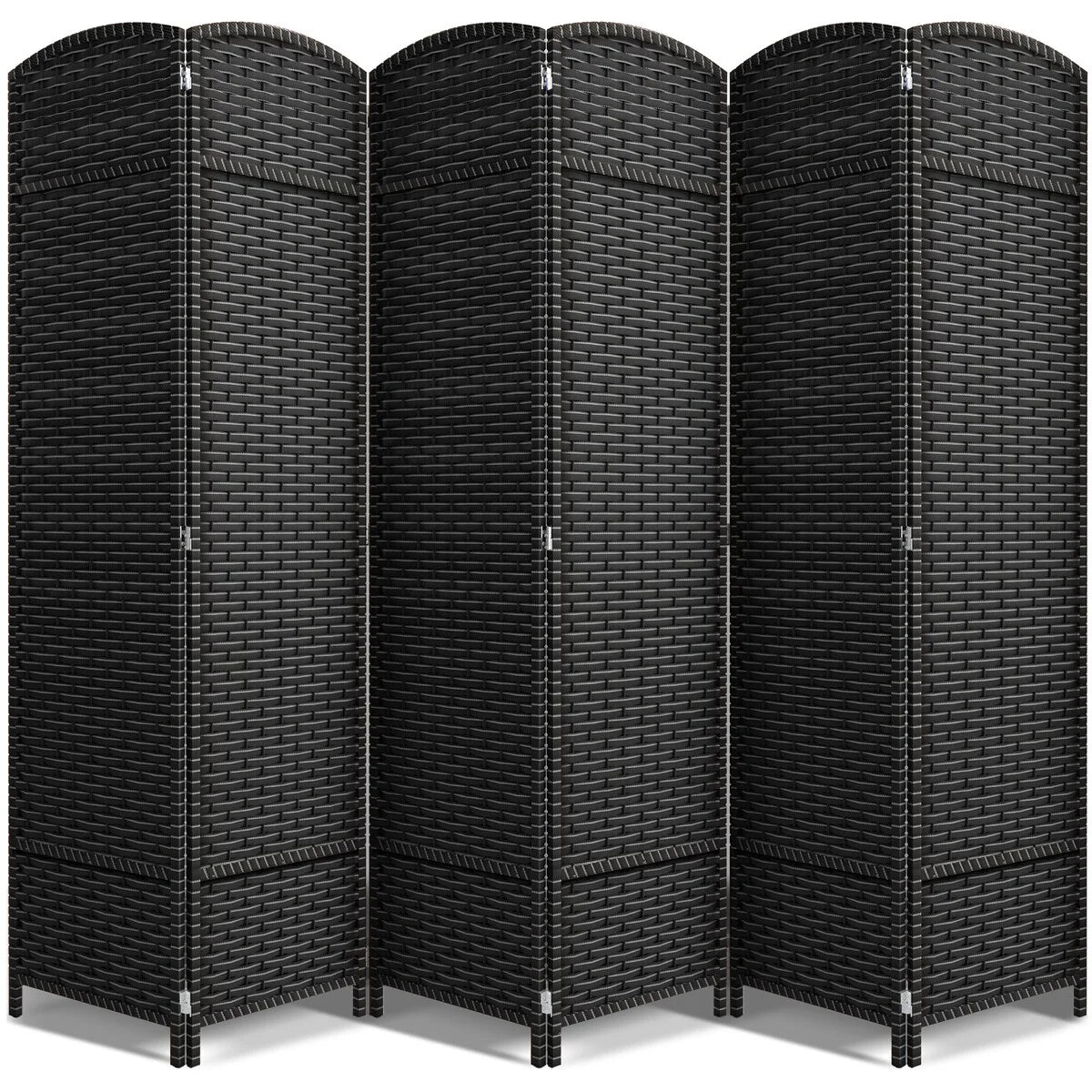 Sorbus 6 Panel Room Divider Tall Privacy Partition Screen Extra Wide Double Hinged Mesh Hand-Woven Folding Wall Divider - 6ft