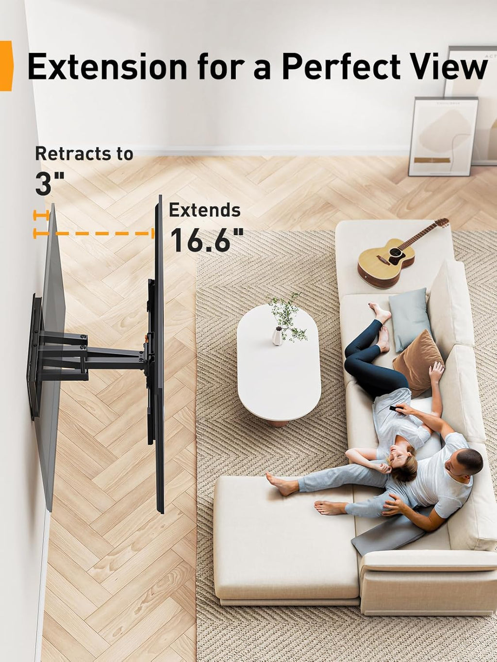 Perlegear Full Motion TV Wall Mount for 42-85 inch TVs