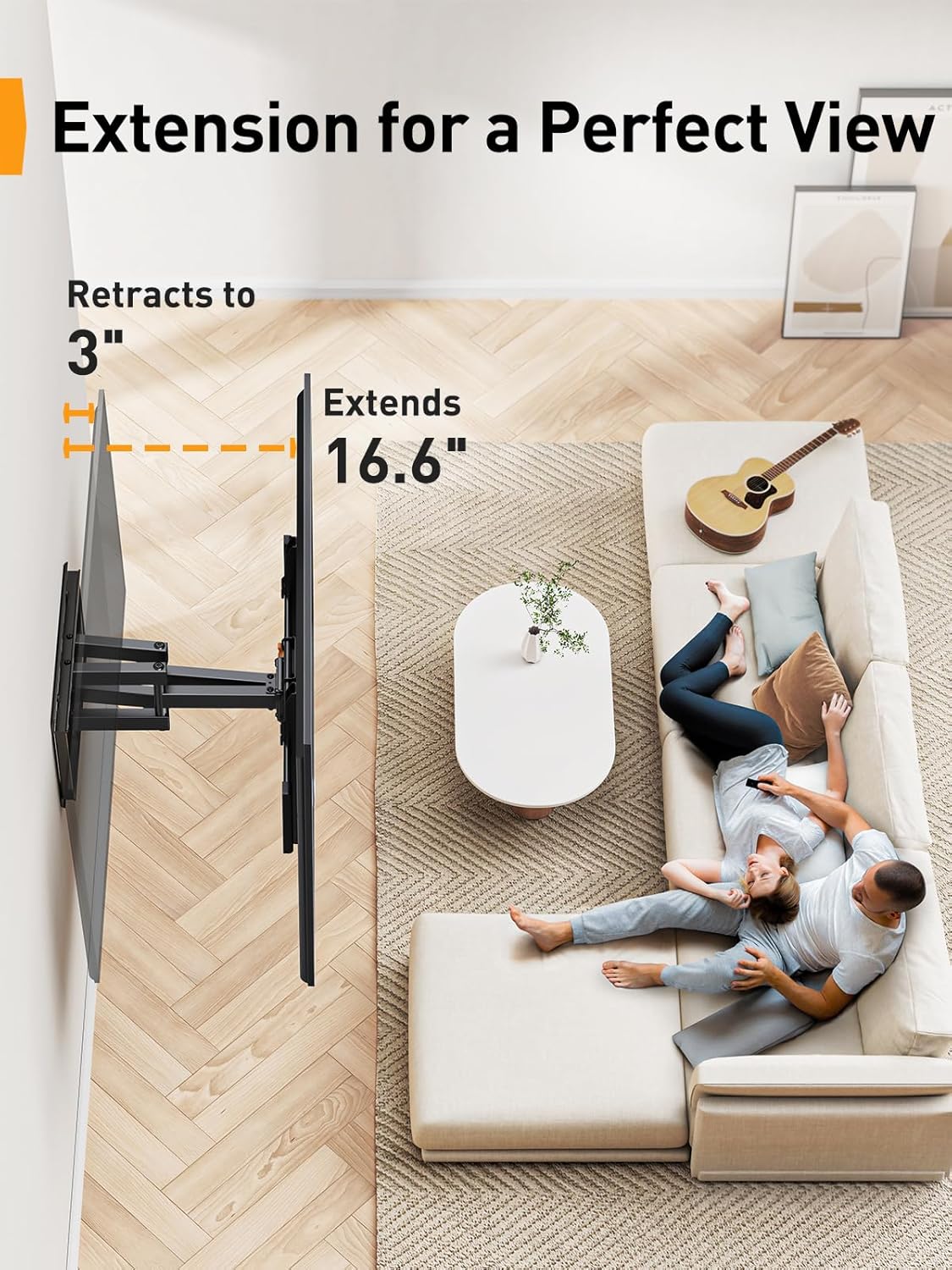 Perlegear Full Motion TV Wall Mount for 42-85 inch TVs