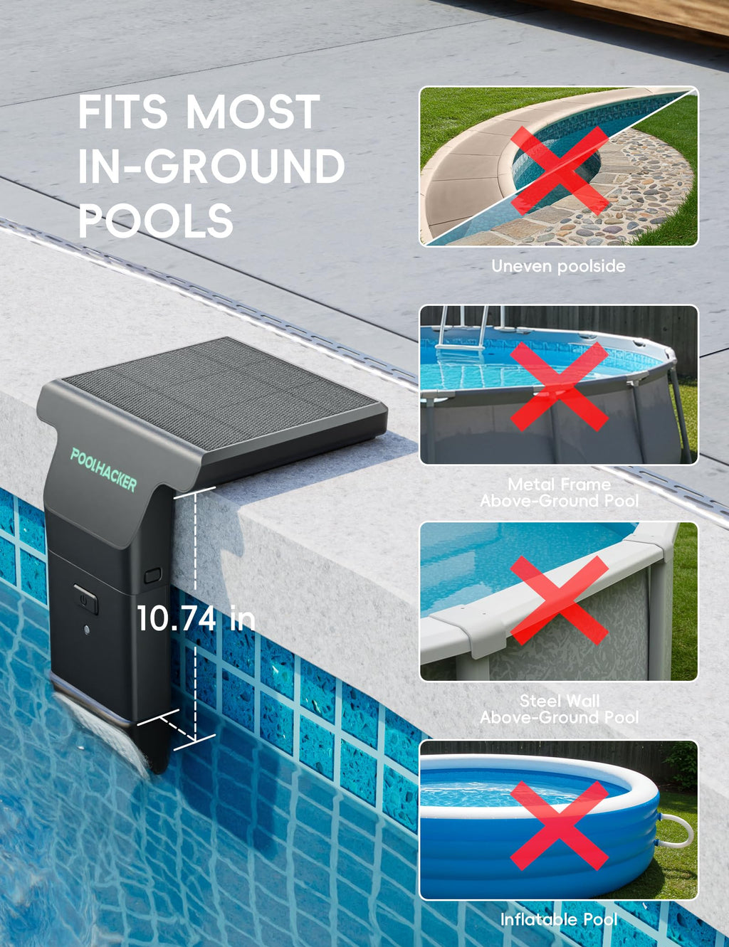 POOLHACKER Solar Pool Lights Only for Steel Wall Above Ground Pool