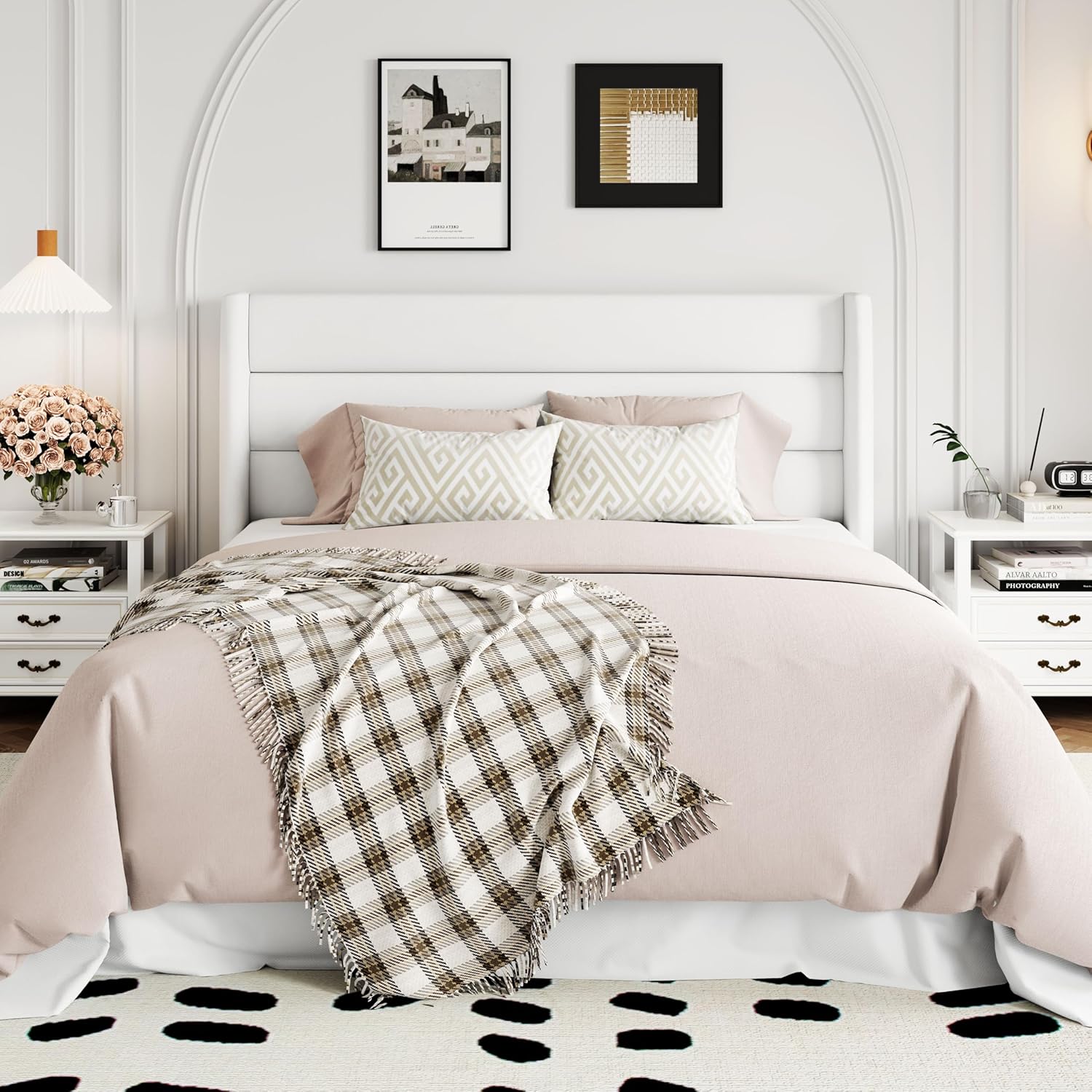 ALLEWIE Queen Size Lift Up Storage Bed with Wingback Headboard