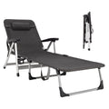 Chaise Lounge Chair, Folding Outdoor Patio Lounger with Cup Holder & Detachable Headrest