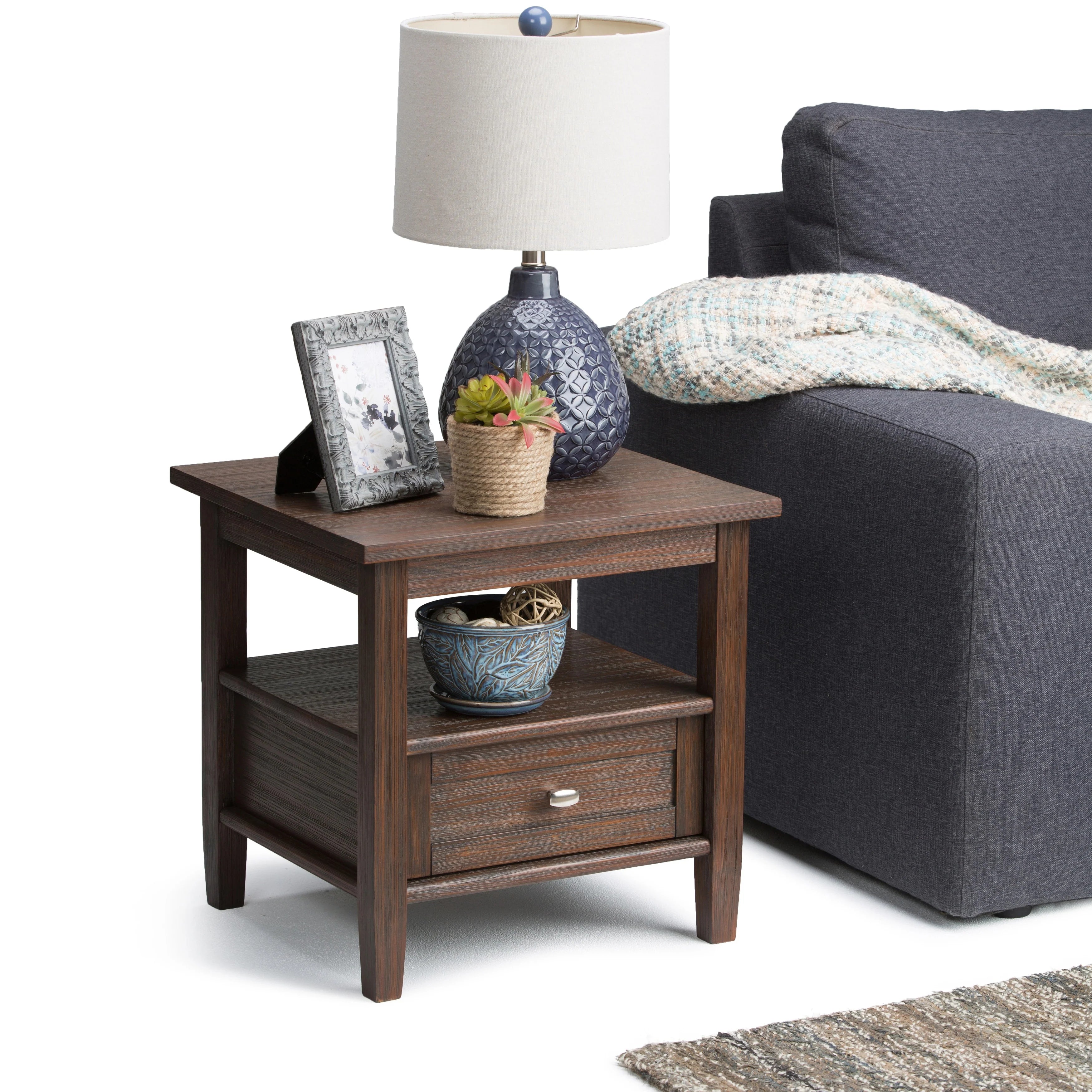 WYNDENHALL Norfolk SOLID WOOD 20 inch Wide Rectangle Transitional End Side Table - 20 inch Wide