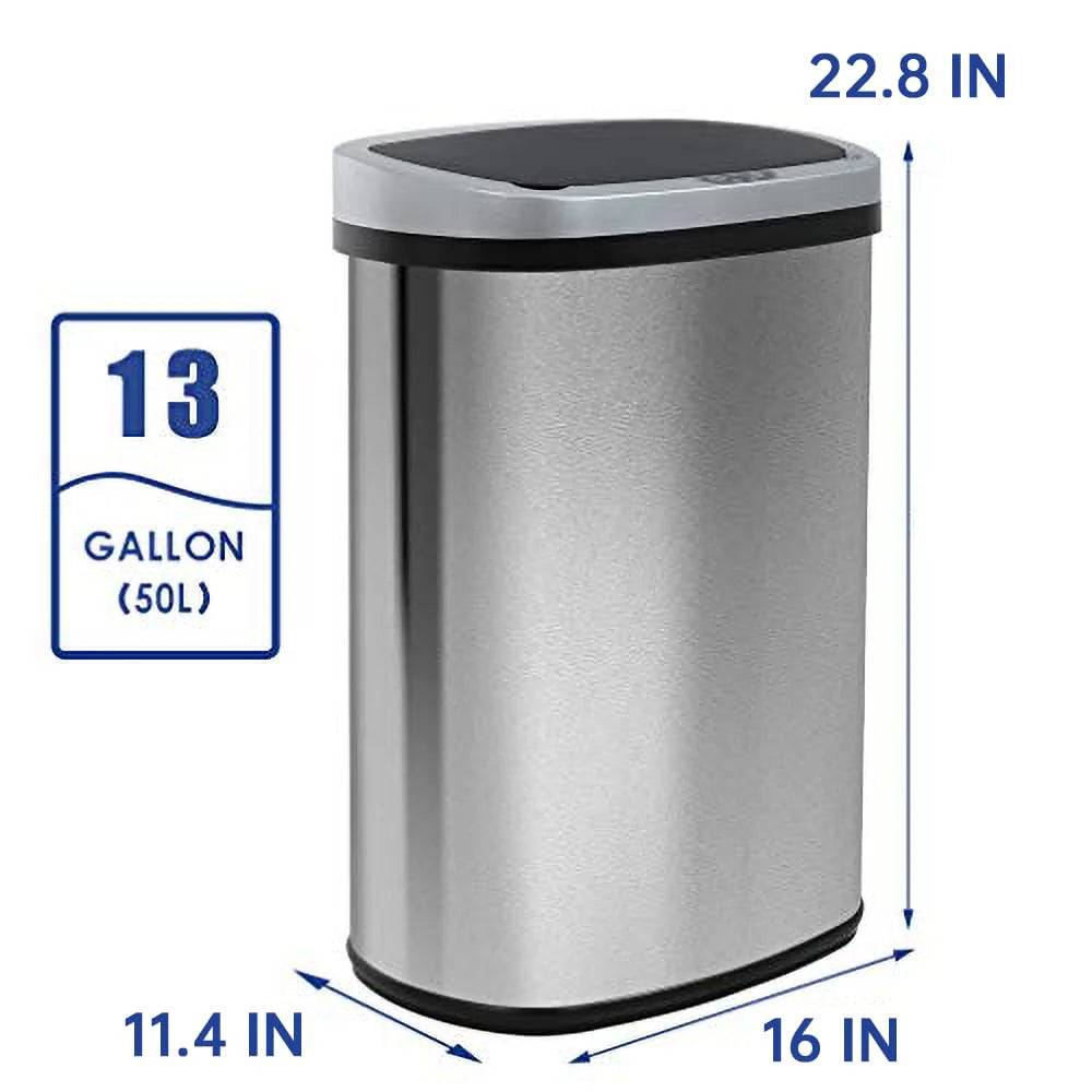 Kitchen Trash Can with Lid, 13 Gallon Automatic Garbage Can