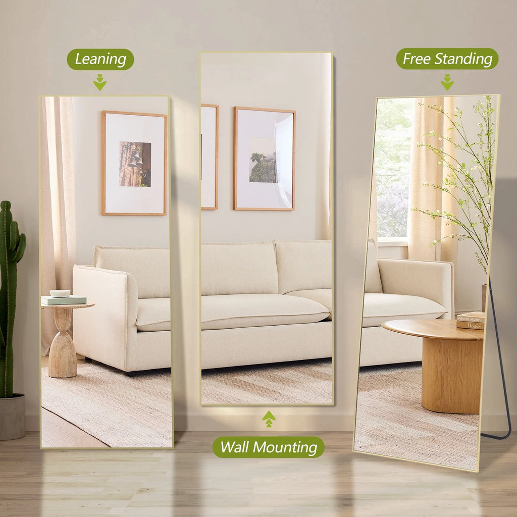 64x21 Full Length Floor Mirror with Stand Aluminum Alloy Frame,Wall-Mounted Mirror