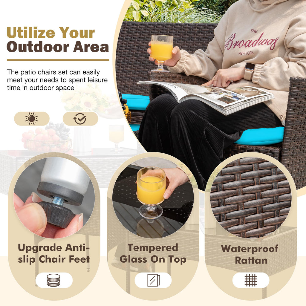 Homall 4 Pieces Outdoor Patio Furniture Sets Rattan Chair Wicker Set