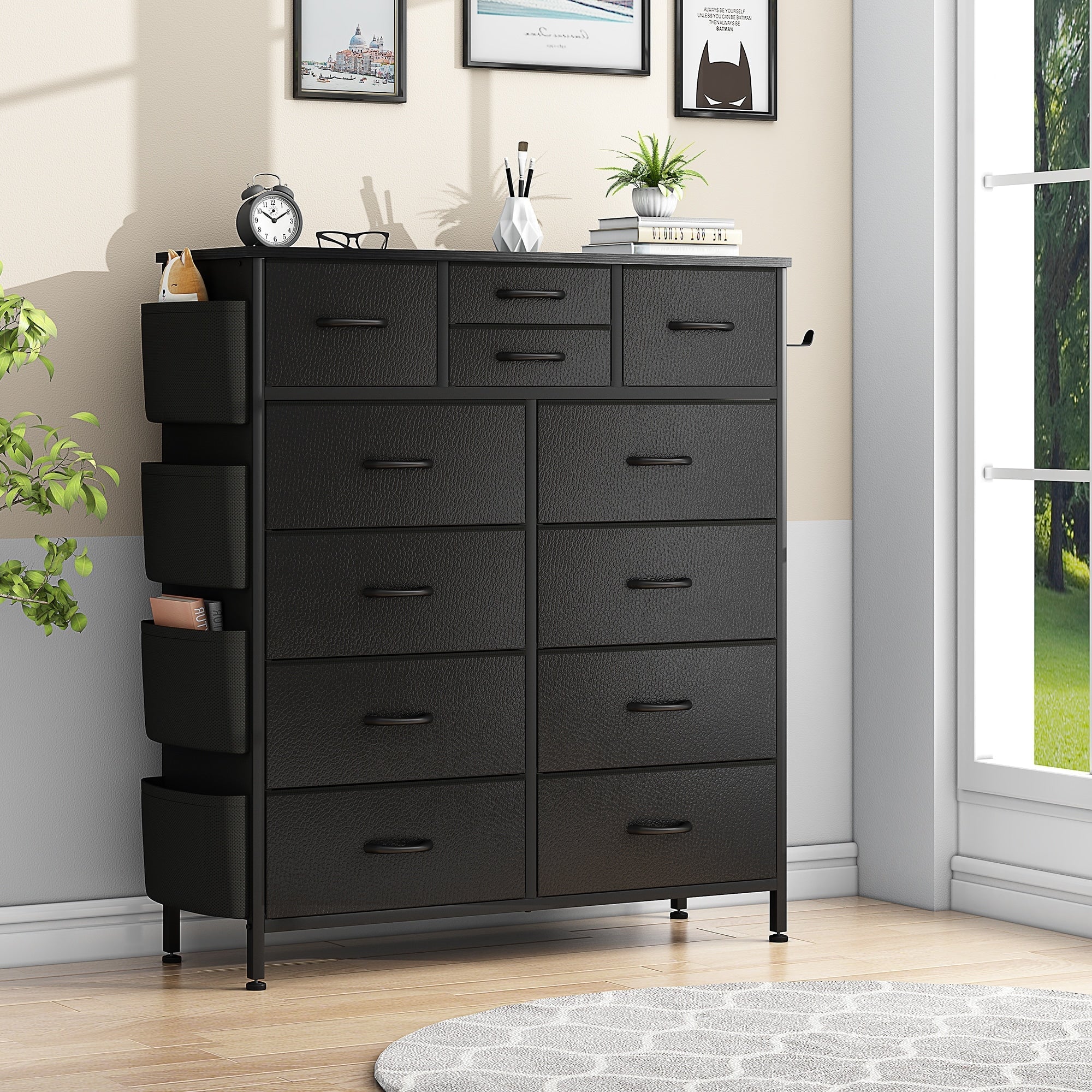 12 Drawer Dresser Fabric Tall Dressers for Bedroom Chest of Drawers