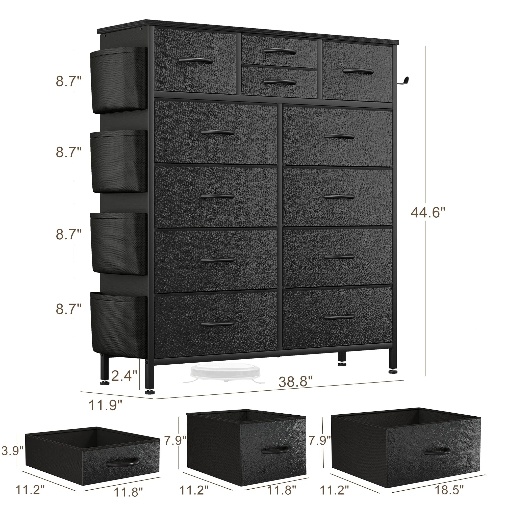 12 Drawer Dresser Fabric Tall Dressers for Bedroom Chest of Drawers