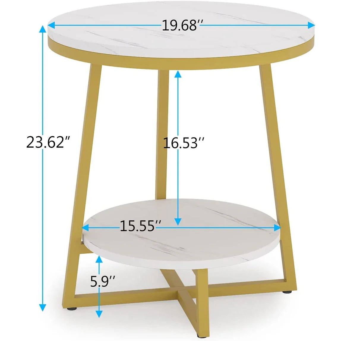 Industrial End Table, Round Side Table Table Small Coffee Accent Table