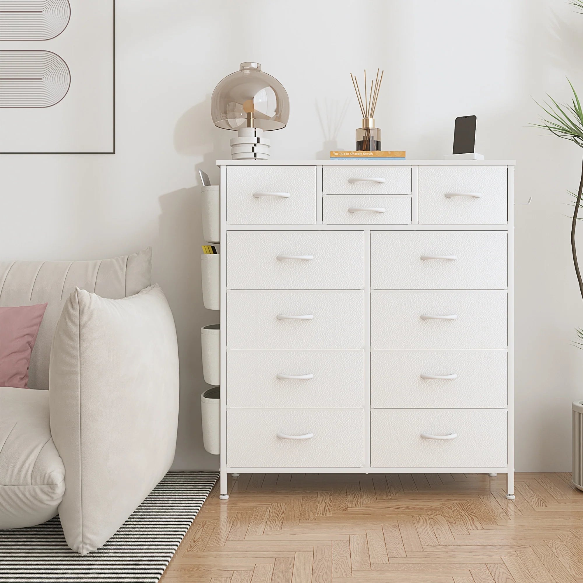 12 Drawer Dresser Fabric Tall Dressers for Bedroom Chest of Drawers
