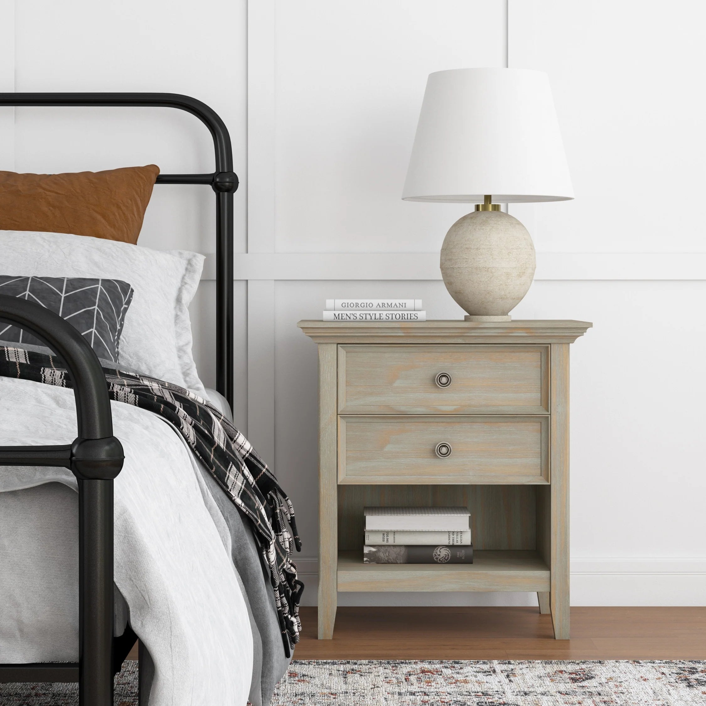 WYNDENHALL Halifax SOLID WOOD 24 inch Wide Bedside Nightstand Table