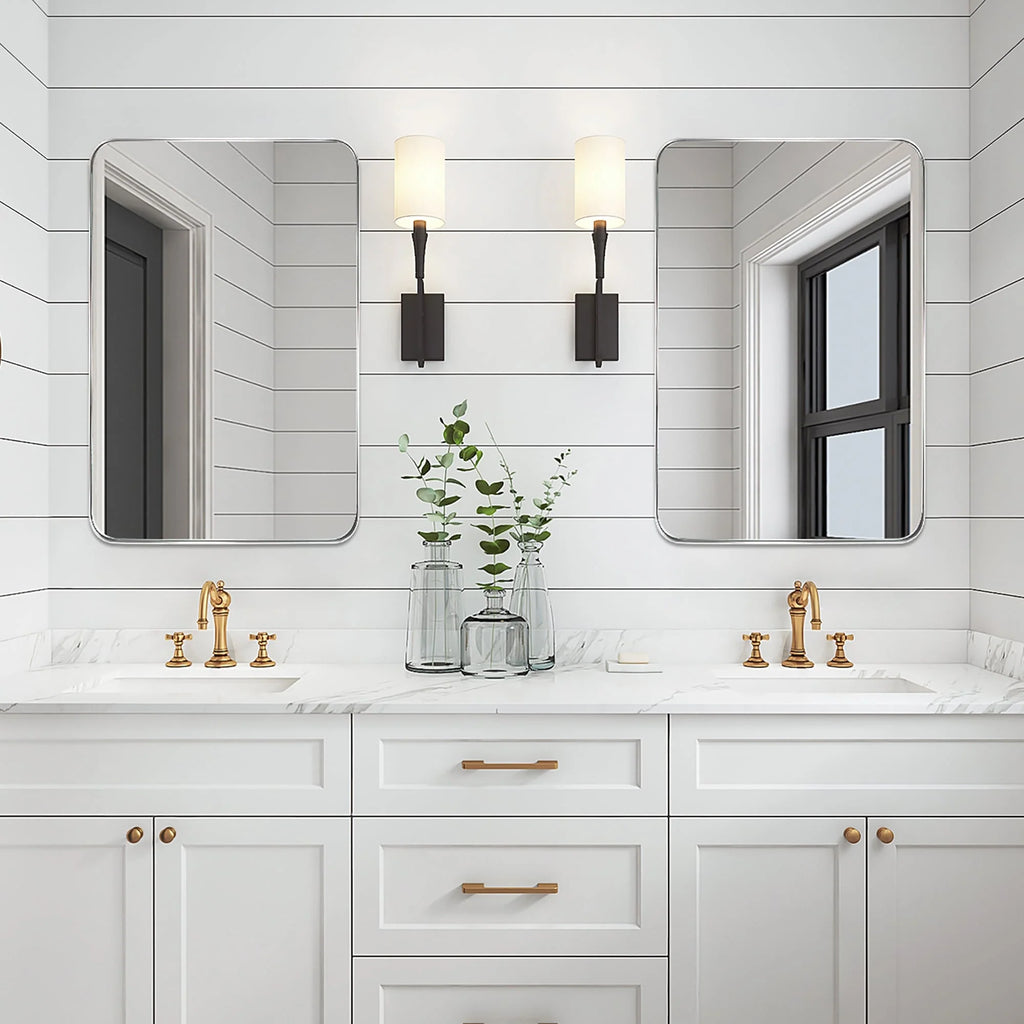 Wall Mirror Vanity Mirror Bathroom Mirror with Round Corner (1 Piece)