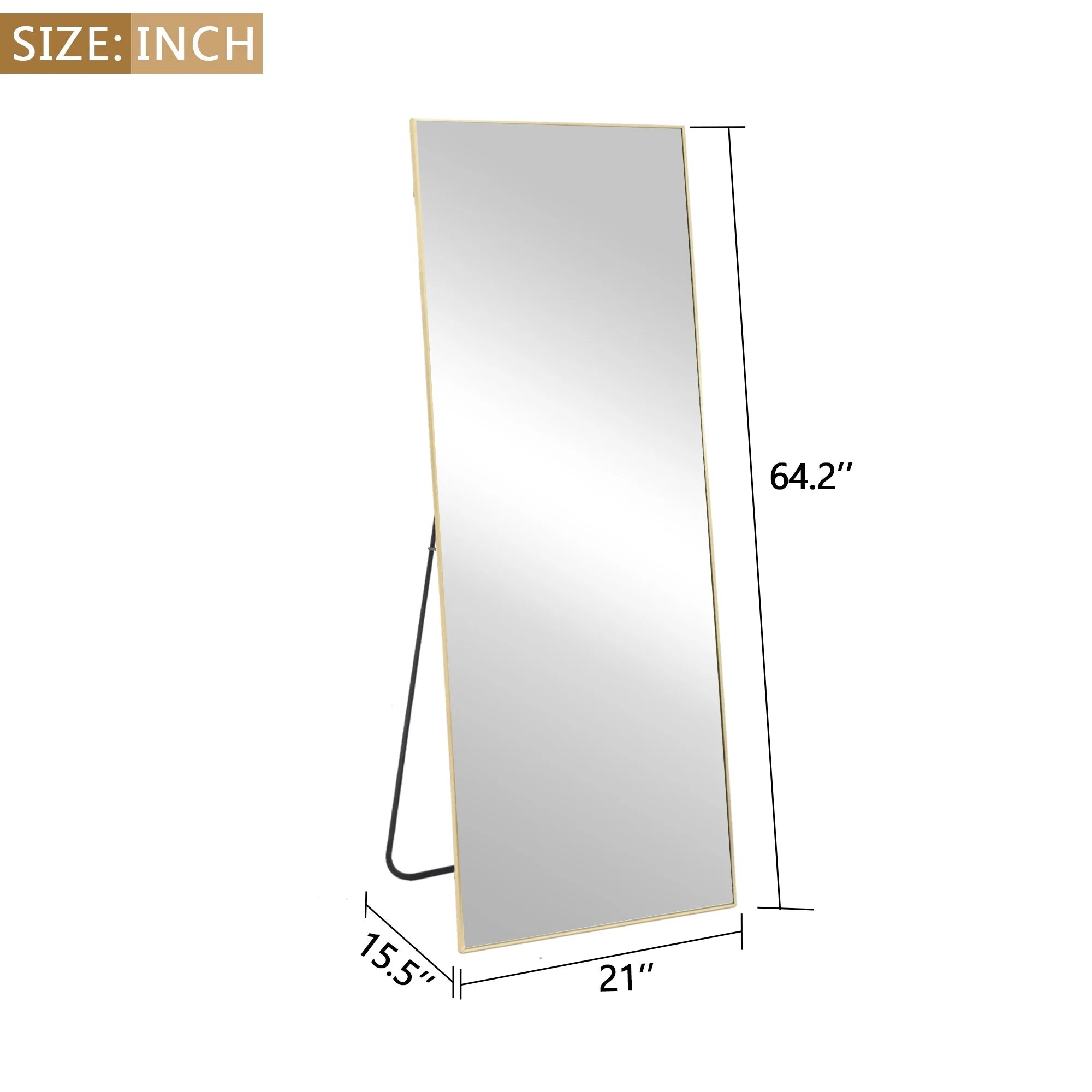 64x21 Full Length Floor Mirror with Stand Aluminum Alloy Frame,Wall-Mounted Mirror