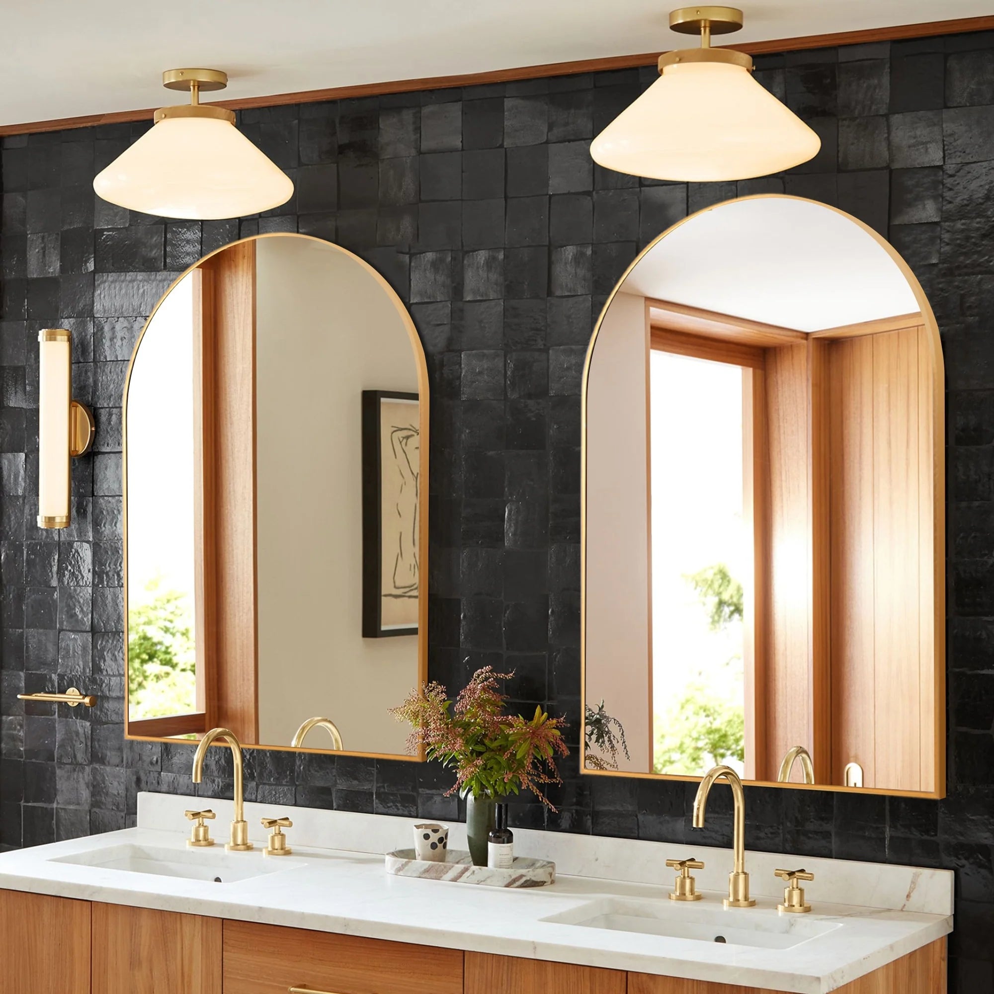 36x 24 2 Pack Arched Bathroom Vanity Mirror,Wall Mounted Mirror