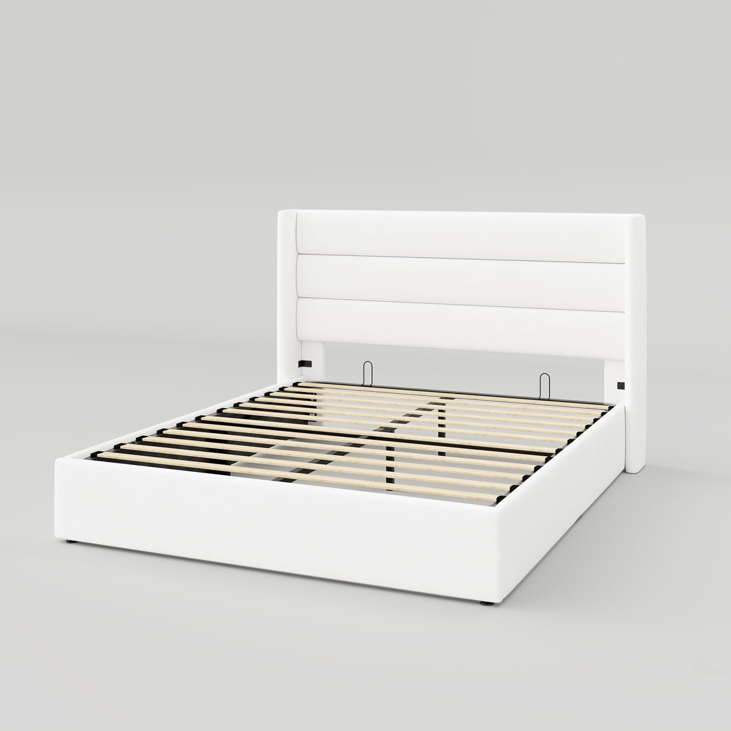 ALLEWIE Queen Size Lift Up Storage Bed with Wingback Headboard