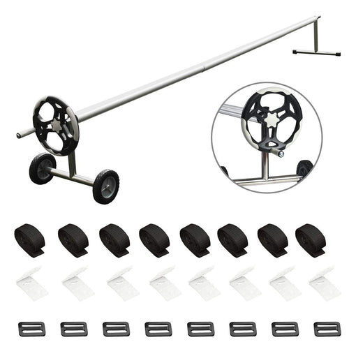 18FT Pool Cover Reel Set, Aluminum Pool Solar Cover Reel