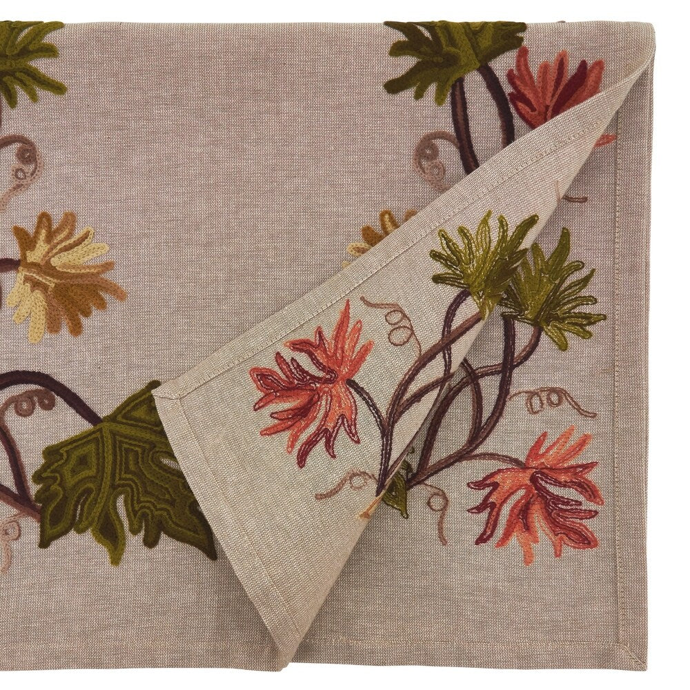 Fall Leaf Design Embroidered Table Runner - 16x72