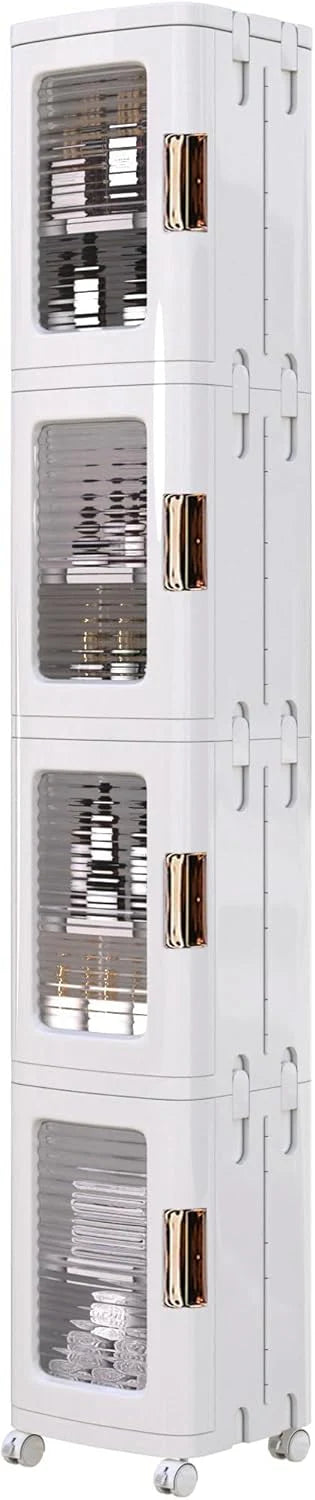 VECELO 4-Tier Plastic Tall Narrow Storage Cabinet