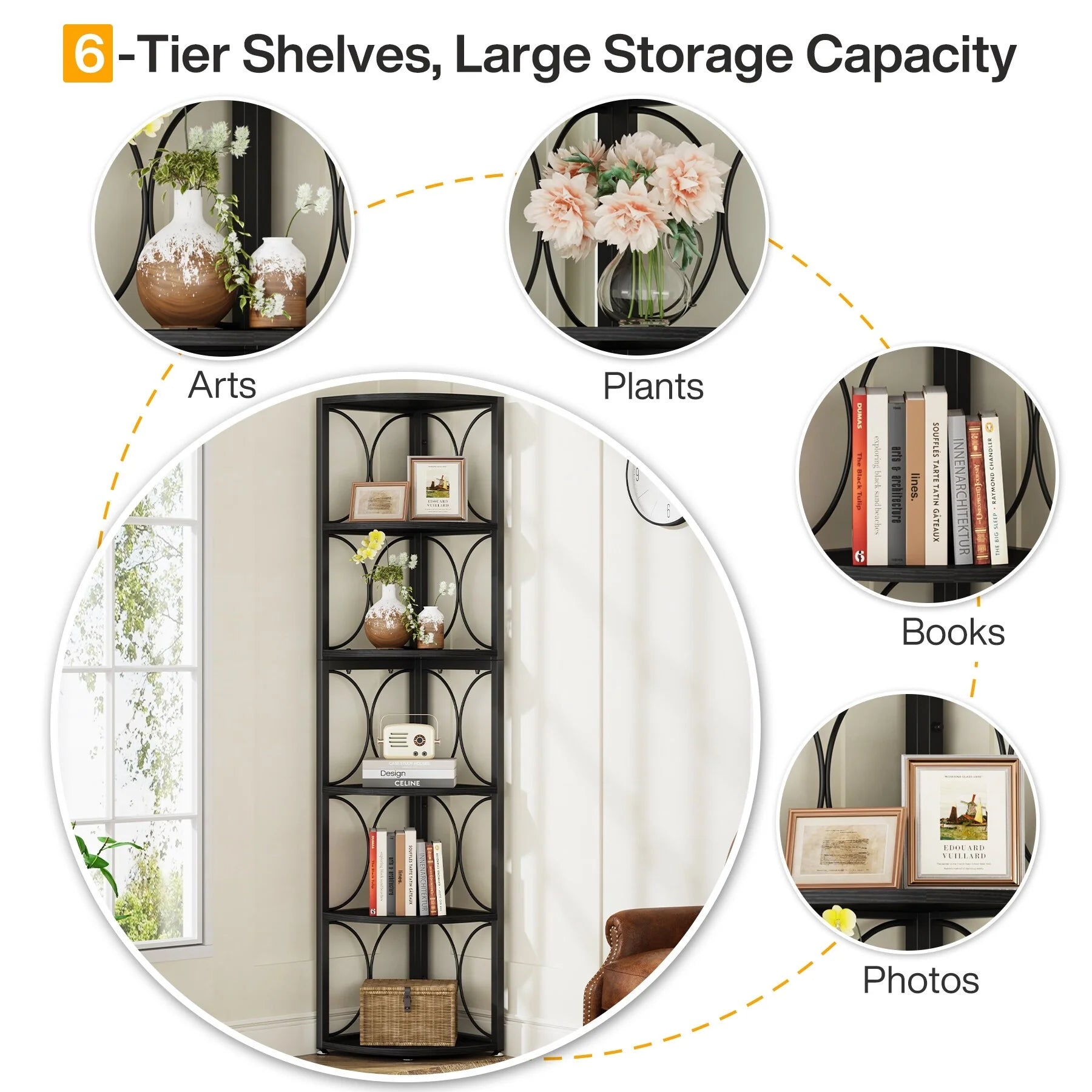 67 Tall Corner Shelf, Corner Bookshelf Bookcase Standing Shelving Unit