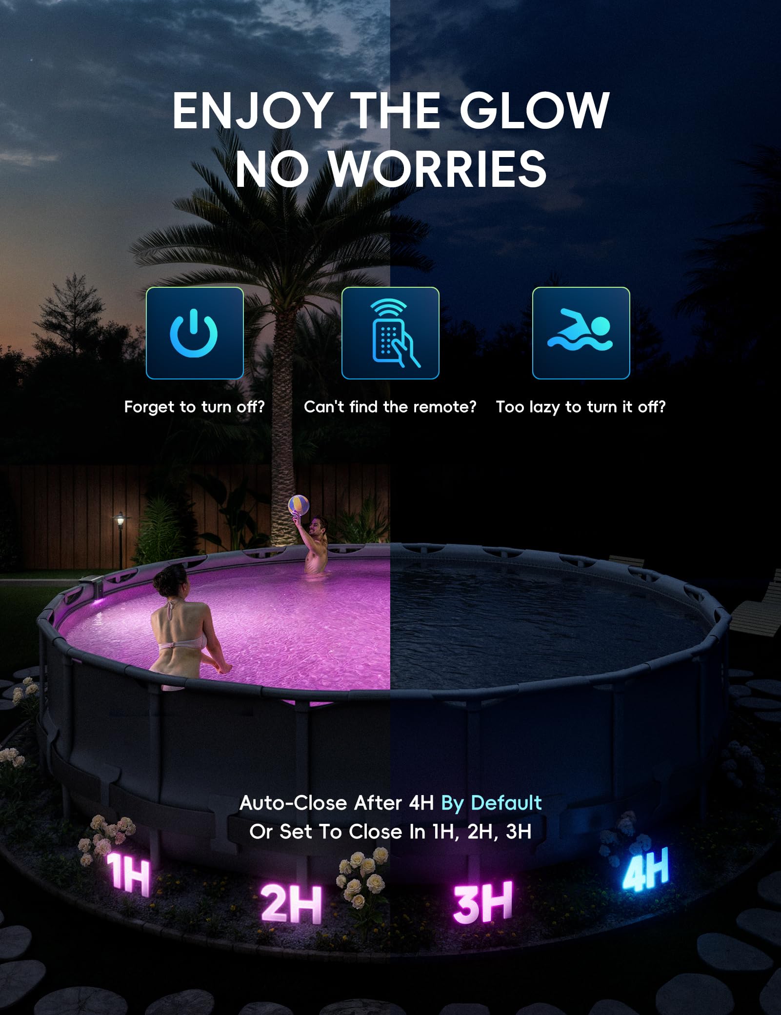 POOLHACKER Solar Pool Lights Only for Steel Wall Above Ground Pool